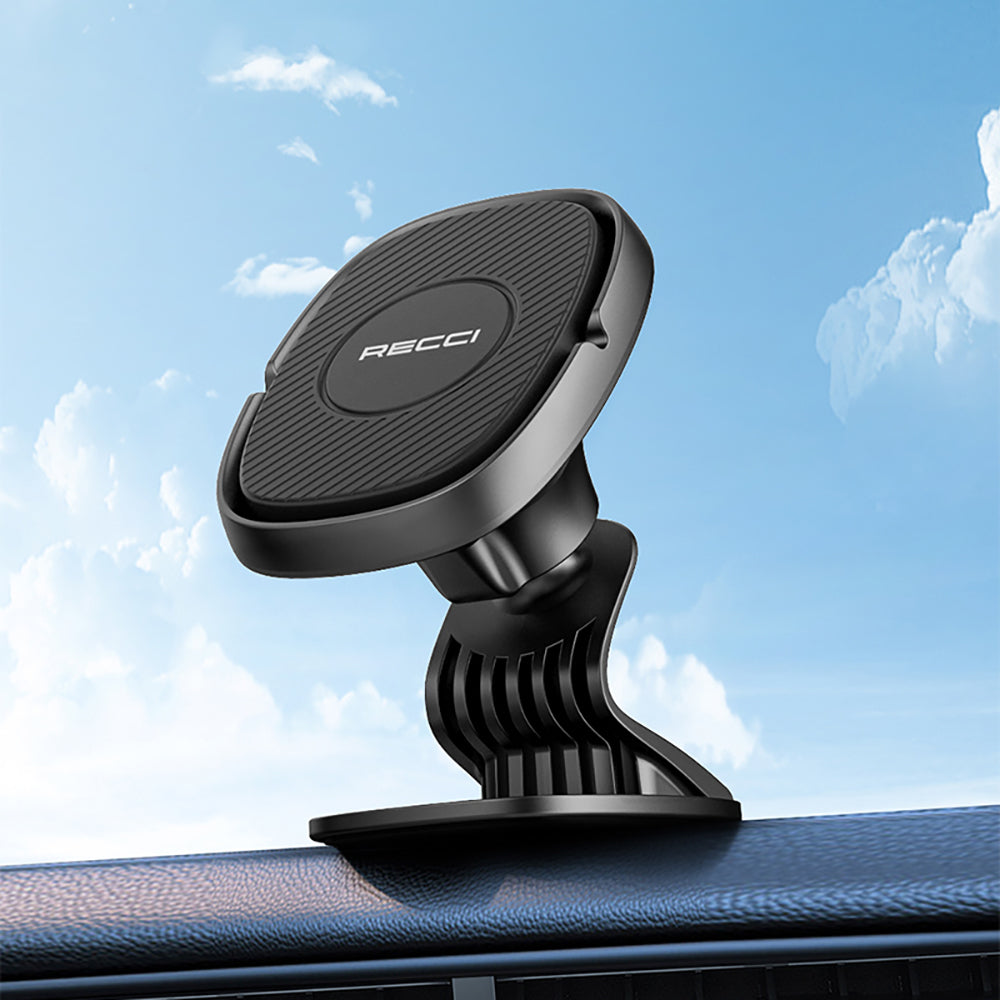 Recci RHO-C18 Güçlü Magnetik 360 Derece Dönebilen Düz Zemin Araç Telefon Tutucu Siyah