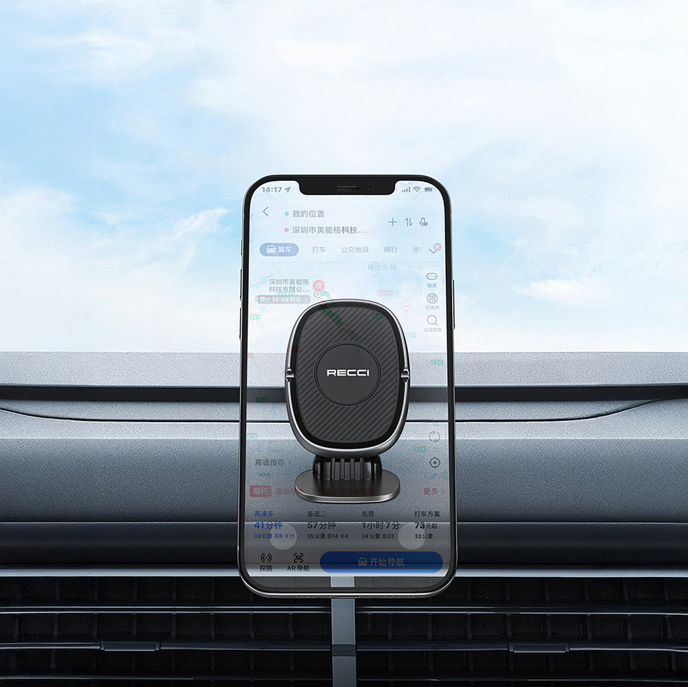Recci RHO-C18 Güçlü Magnetik 360 Derece Dönebilen Düz Zemin Araç Telefon Tutucu Siyah