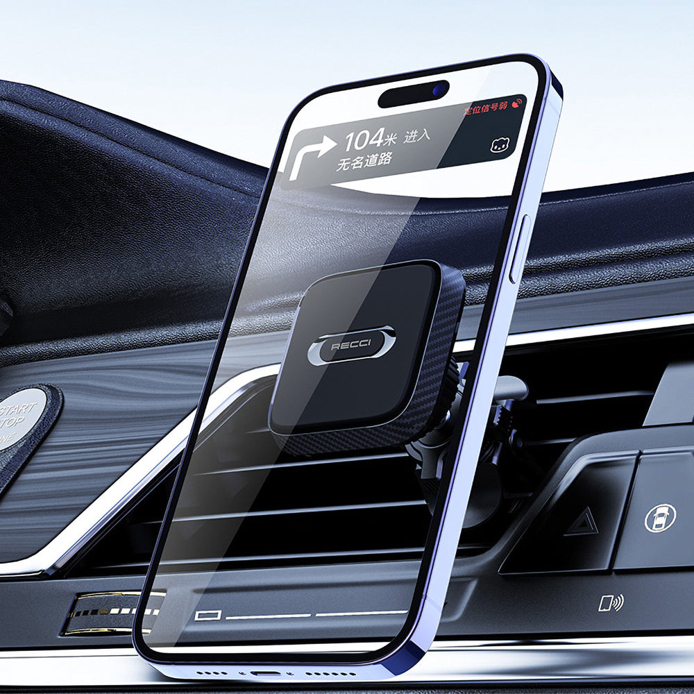 Recci RHO-C28 Araç İçi Magnetik Telefon Tutucu Havalandırma Tasarım Siyah