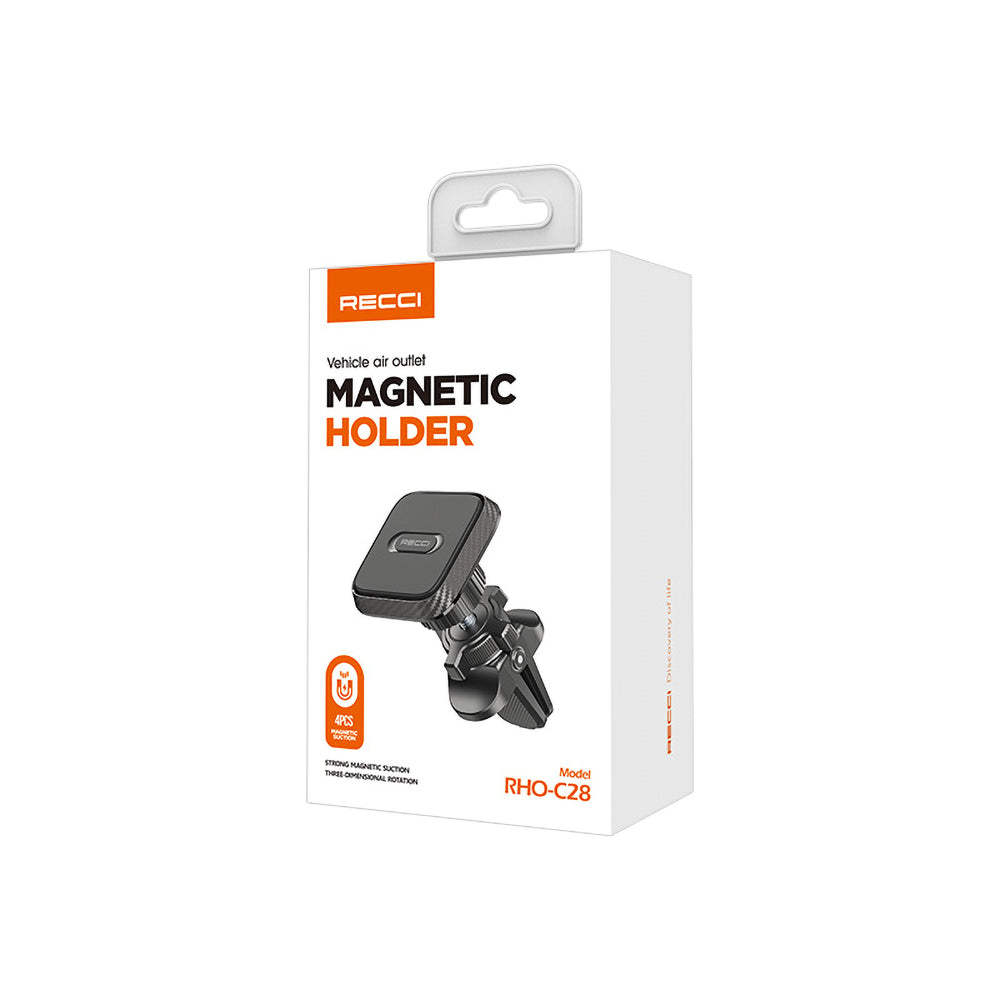 Recci RHO-C28 Araç İçi Magnetik Telefon Tutucu Havalandırma Tasarım Siyah