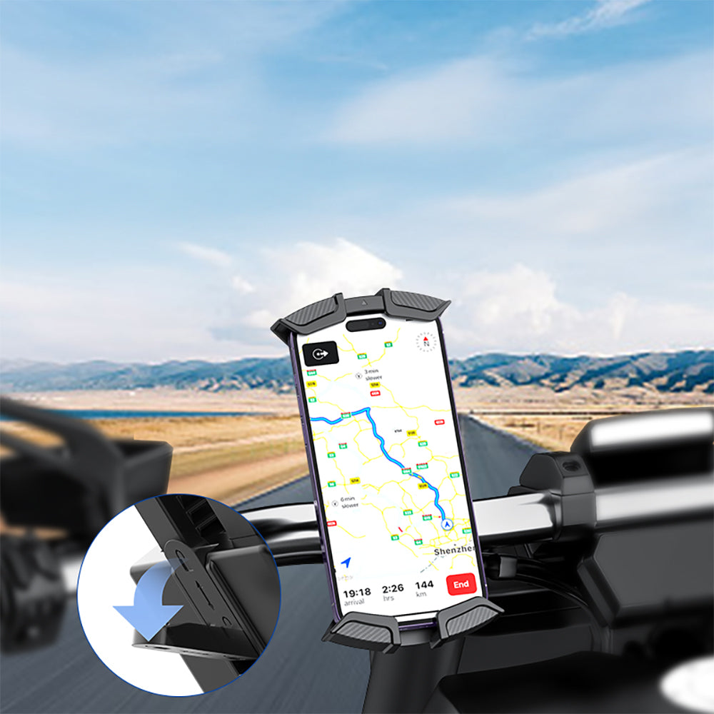 Recci RHO-C33 360° Derece Dönebilen Ayarlanabilir Motosiklet ve Bisiklet Telefon Tutucu Siyah