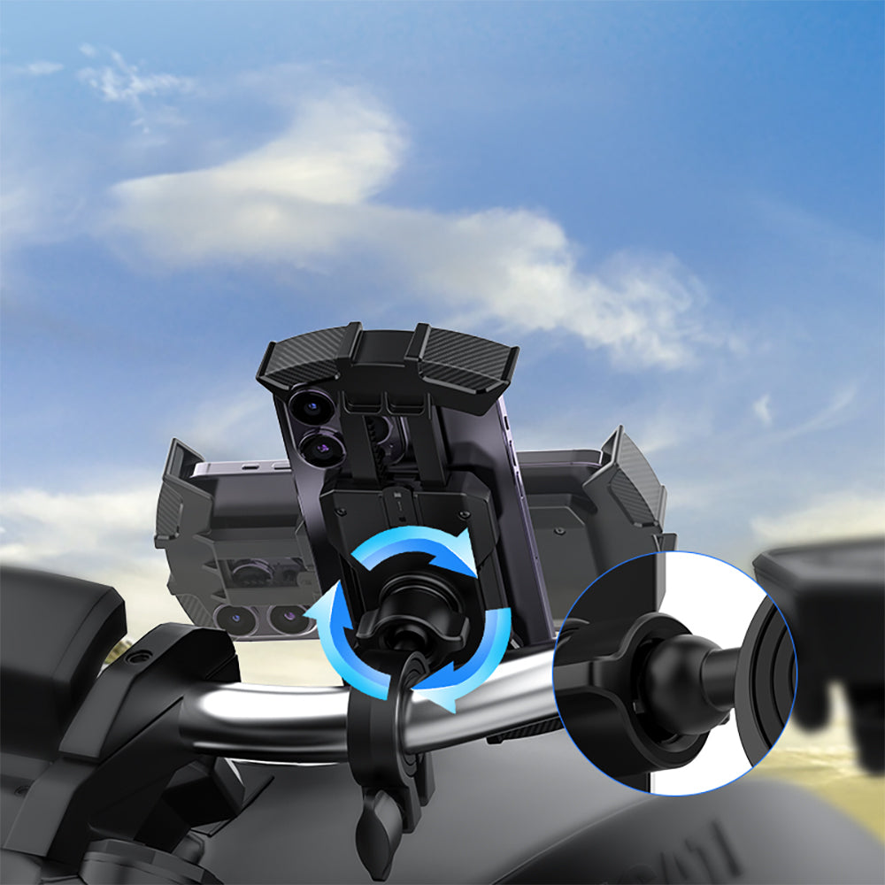 Recci RHO-C33 360° Derece Dönebilen Ayarlanabilir Motosiklet ve Bisiklet Telefon Tutucu Siyah