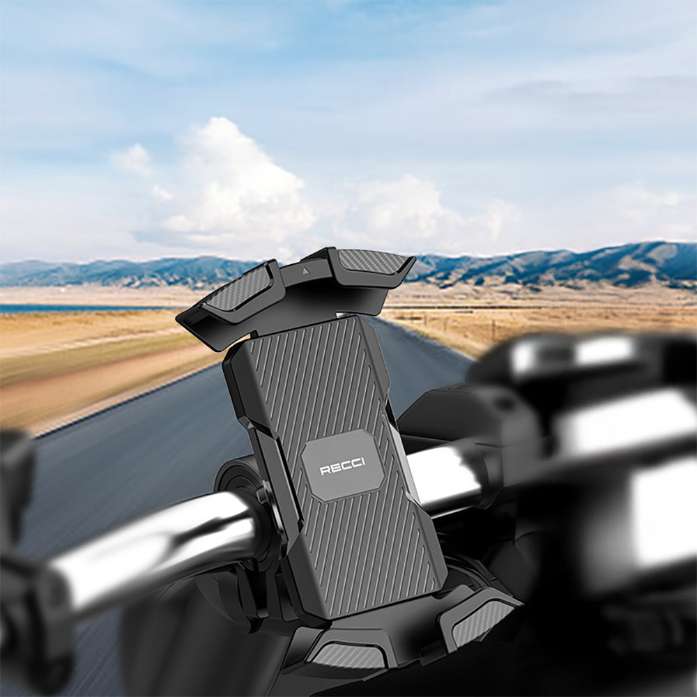 Recci RHO-C33 360° Derece Dönebilen Ayarlanabilir Motosiklet ve Bisiklet Telefon Tutucu Siyah