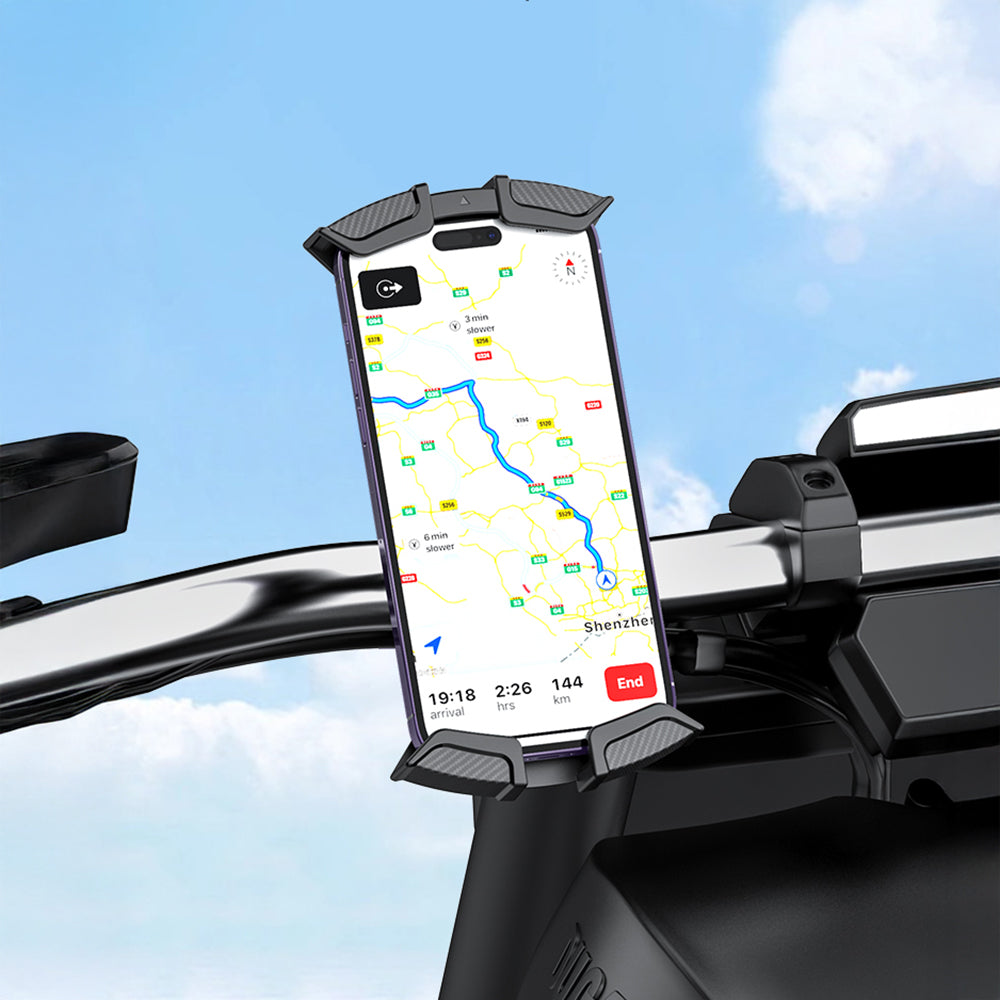 Recci RHO-C33 360° Derece Dönebilen Ayarlanabilir Motosiklet ve Bisiklet Telefon Tutucu Siyah