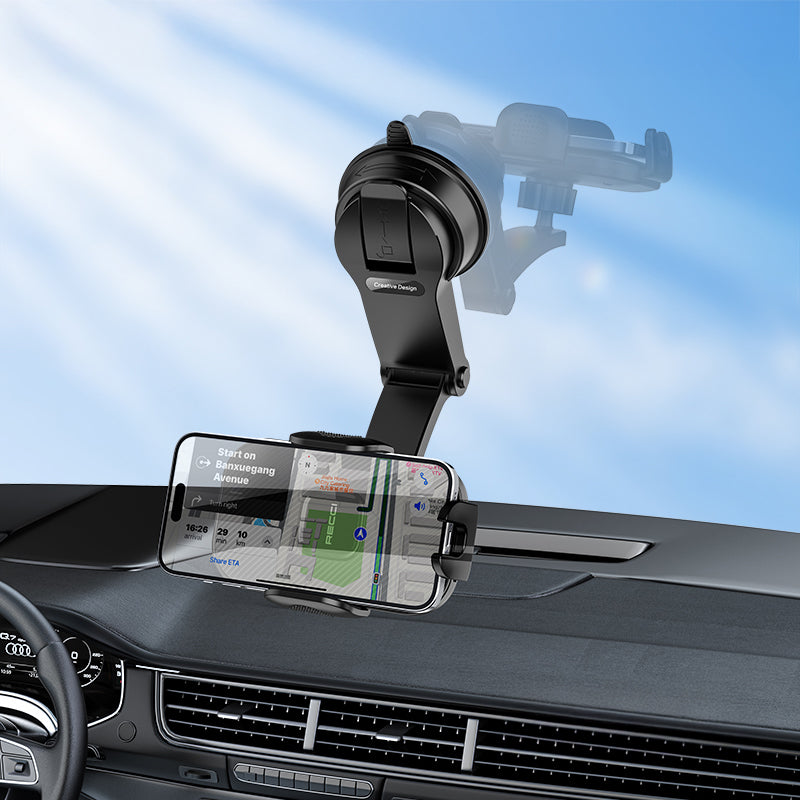 Recci RHO-C39 360 Derece Dönebilen Vantuzlu Araç İçi Telefon Tutucu Siyah
