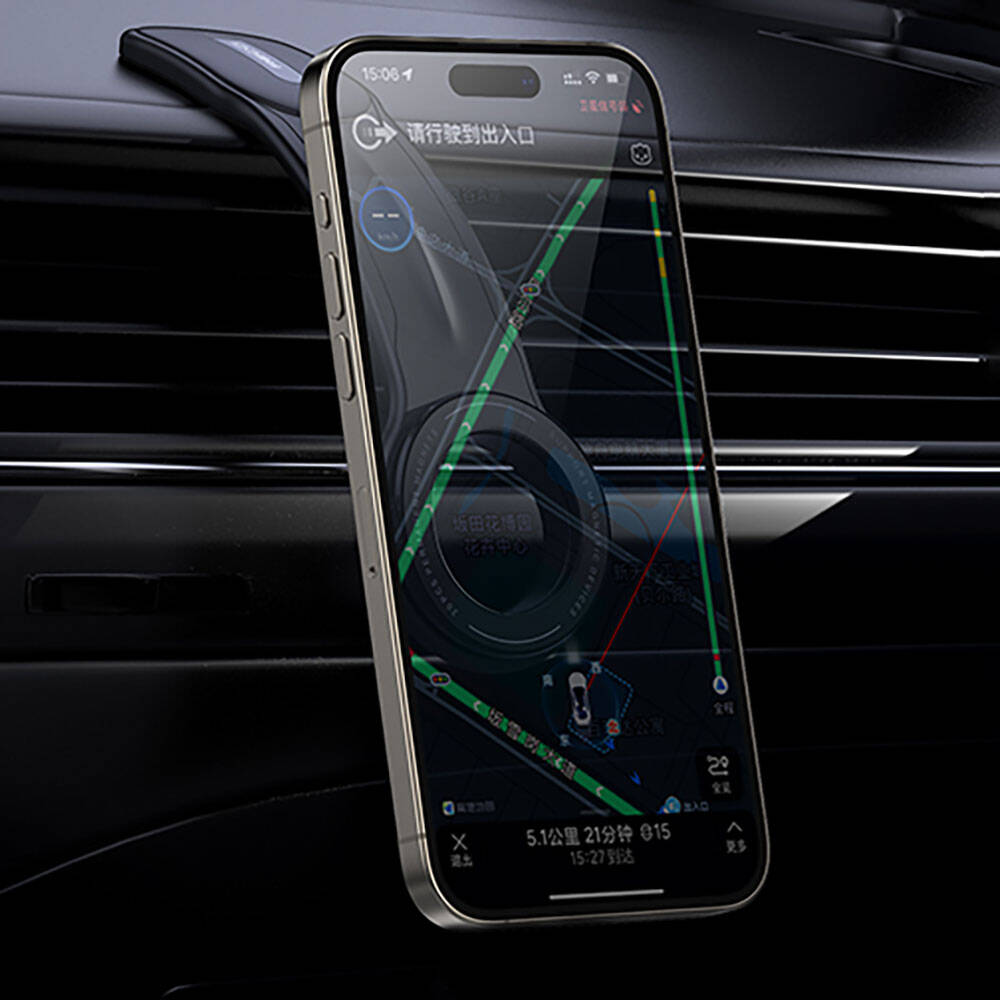 Recci RHO-C40 Magnetik M-safe Uyumlu Bükülebilen Eğimli ve Düz Zemin Araç Telefon Tutucu Siyah