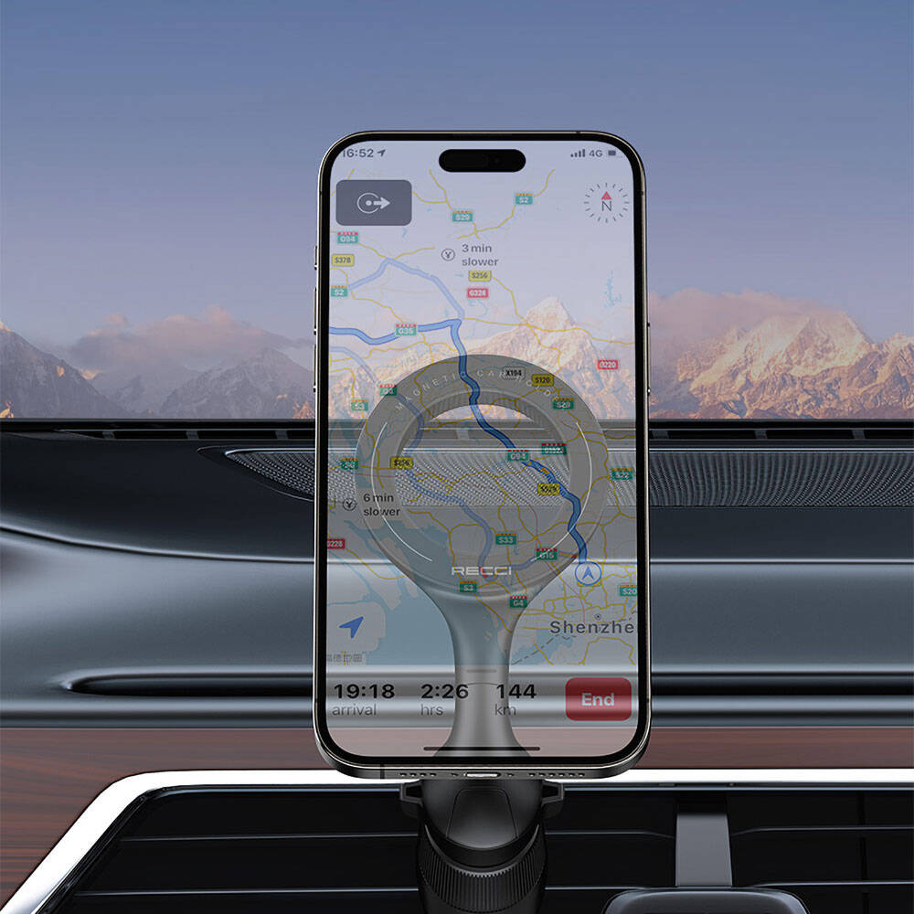 Recci RHO-C42 M-safe Magnetik 360° Dönebilen Havalandırma Tasarım Araç Telefon Tutucu Siyah