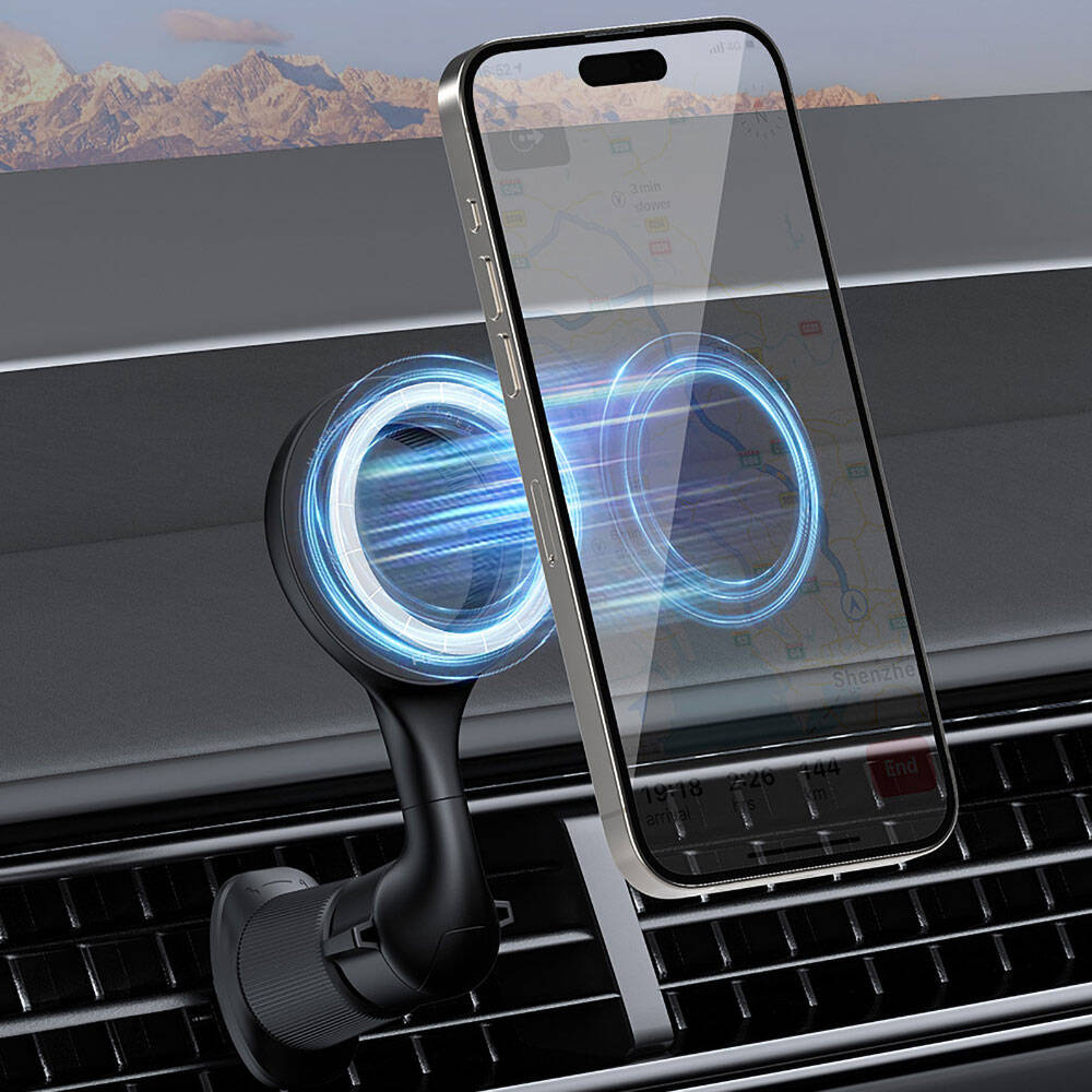 Recci RHO-C42 M-safe Magnetik 360° Dönebilen Havalandırma Tasarım Araç Telefon Tutucu Siyah