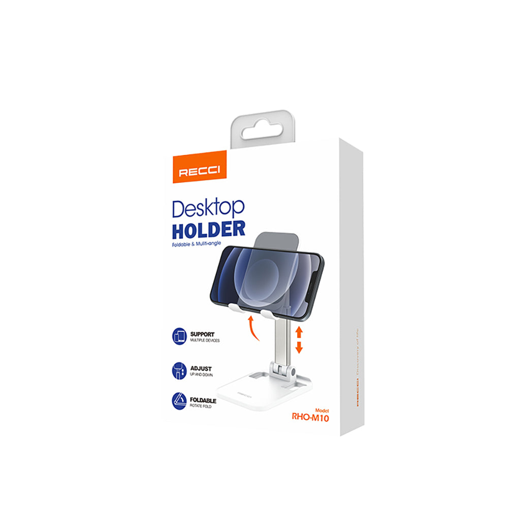 Recci RHO-M10 Ayarlanabilir Katlanabilir 90 Derece Dönebilen Telefon ve Tablet Standı Beyaz