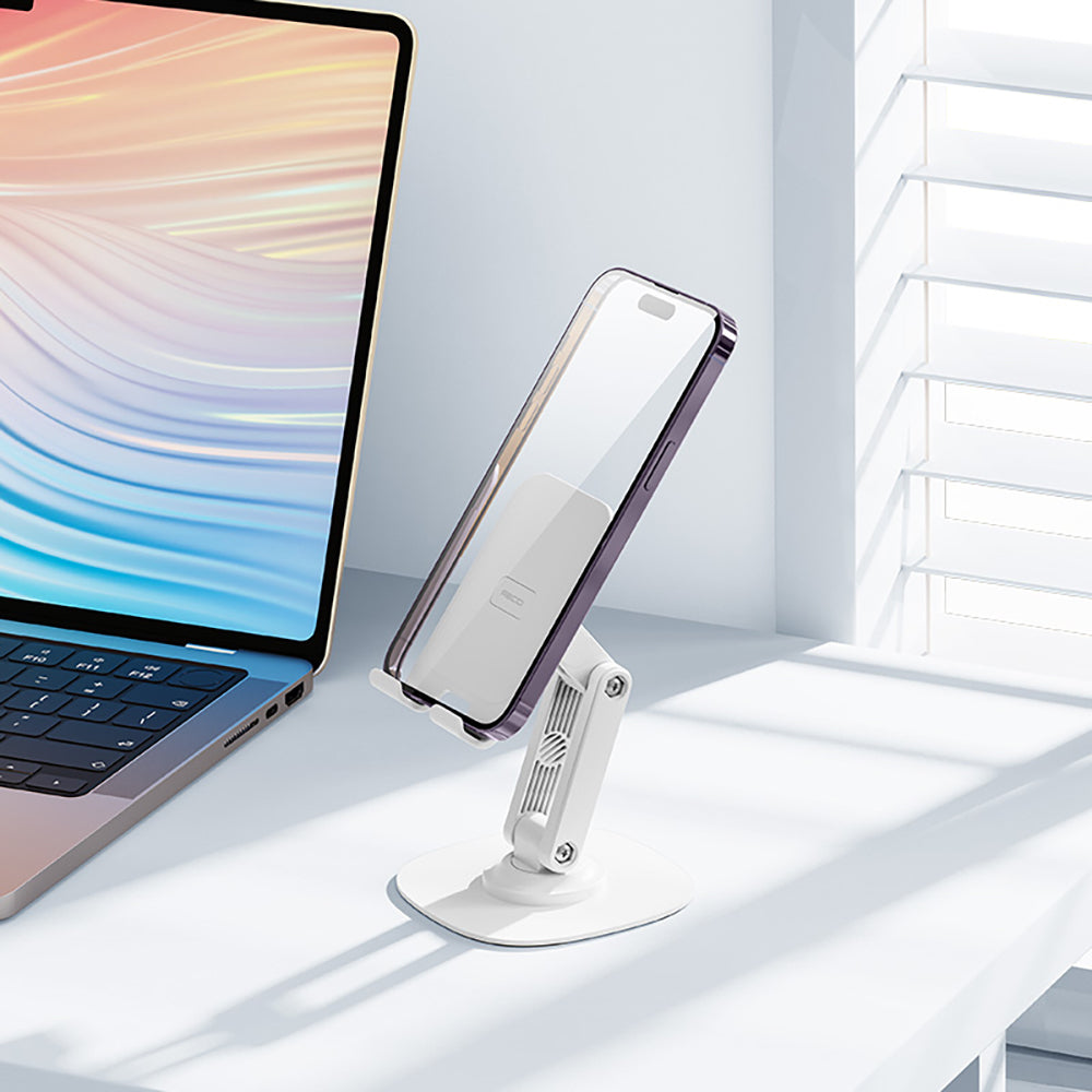 Recci RHO-M20 Ayarlanabilir Katlanabilir 360° Dönebilen Telefon ve Tablet Standı Beyaz