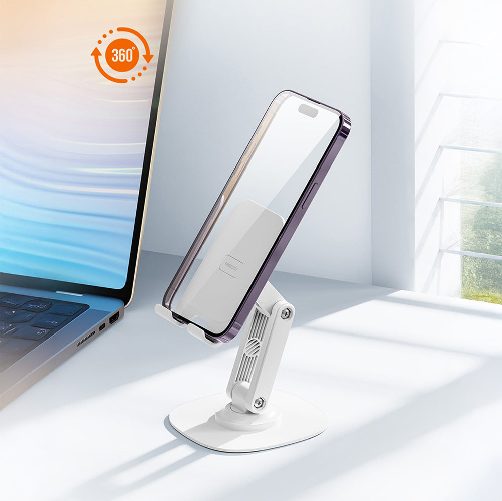 Recci RHO-M20 Ayarlanabilir Katlanabilir 360° Dönebilen Telefon ve Tablet Standı Beyaz