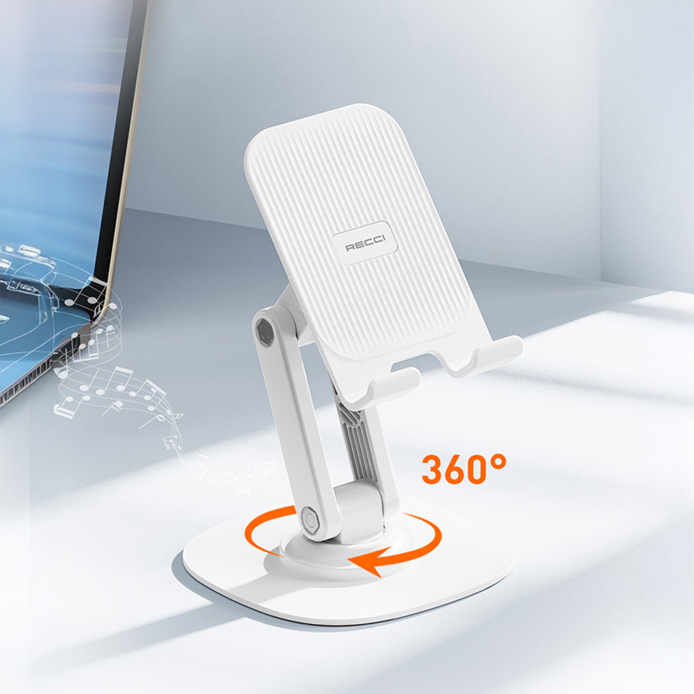Recci RHO-M20 Ayarlanabilir Katlanabilir 360° Dönebilen Telefon ve Tablet Standı Beyaz