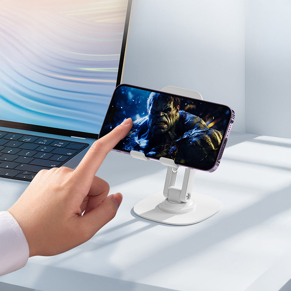 Recci RHO-M20 Ayarlanabilir Katlanabilir 360° Dönebilen Telefon ve Tablet Standı Beyaz