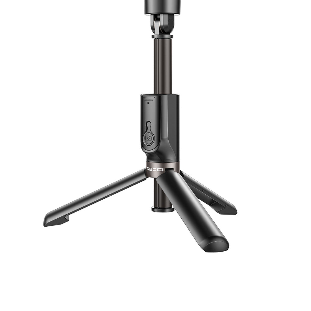 Recci RHO-P01 Bluetooth 5.0 Uzaktan Kumandalı Çok Fonksiyonlu Selfie Çubuğu 200mAh Siyah