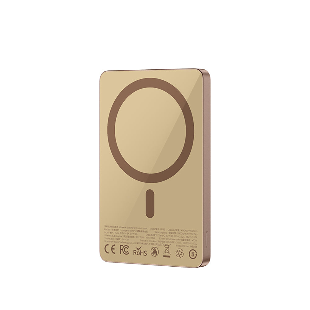 Recci RP33 PD 20W Ultra İnce Led Göstergeli Hızlı Şarj Özellikli Wireless Powerbank 15W 5000mAh Gri