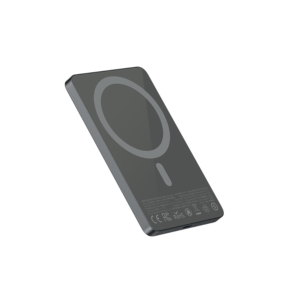 Recci RP33 PD 20W Ultra İnce Led Göstergeli Hızlı Şarj Özellikli Wireless Powerbank 15W 5000mAh Gri