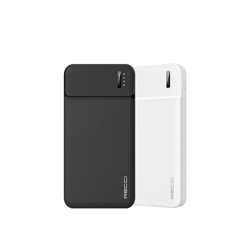 Recci RPB-N16C Ultra İnce Hızlı Şarj Özellikli Led Işık Göstergeli Wireless Powerbank 10000mAh Siyah