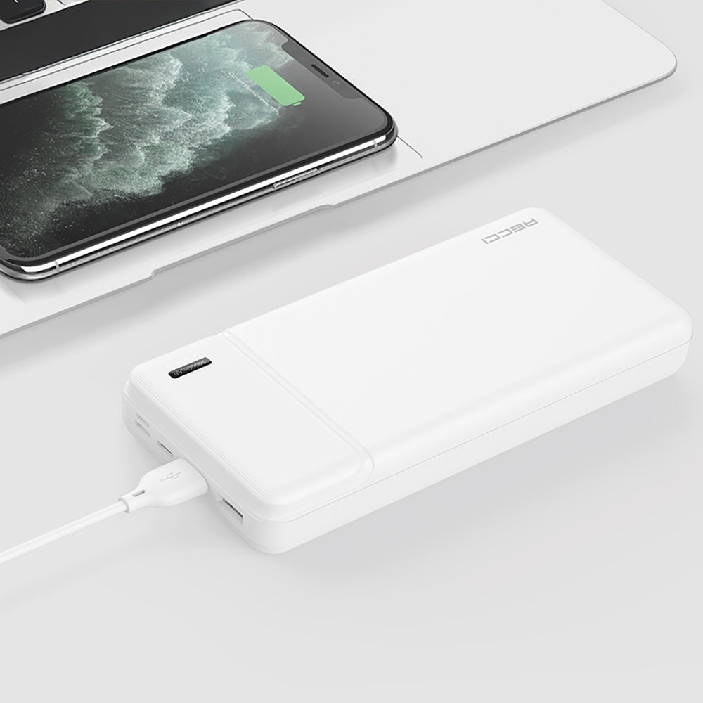 Recci RPB-N16C Ultra İnce Hızlı Şarj Özellikli Led Işık Göstergeli Wireless Powerbank 10000mAh Siyah