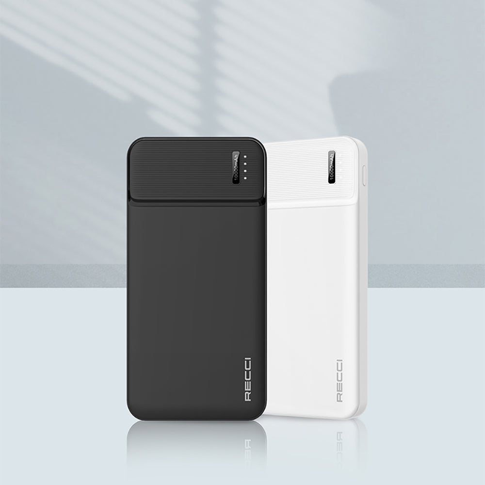Recci RPB-N16C Ultra İnce Hızlı Şarj Özellikli Led Işık Göstergeli Wireless Powerbank 10000mAh Siyah