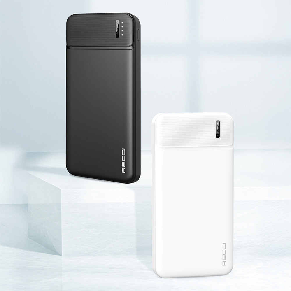 Recci RPB-N16C Ultra İnce Hızlı Şarj Özellikli Led Işık Göstergeli Wireless Powerbank 10000mAh Siyah