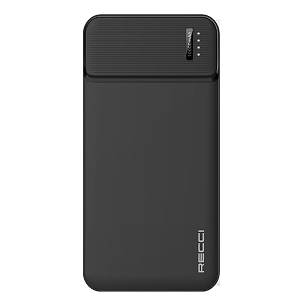 Recci RPB-N16C Ultra İnce Hızlı Şarj Özellikli Led Işık Göstergeli Wireless Powerbank 10000mAh Siyah