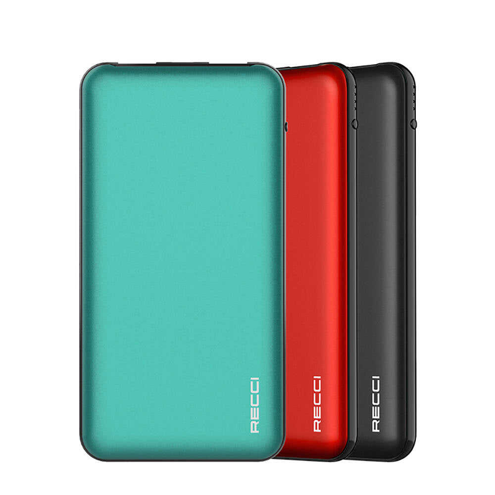 Recci RPB-P05 Greeny Serisi LED Işık Göstergeli Hızlı Şarj Özellikli Taşınabilir Powerbank 22.5W 10000mAh Yeşil