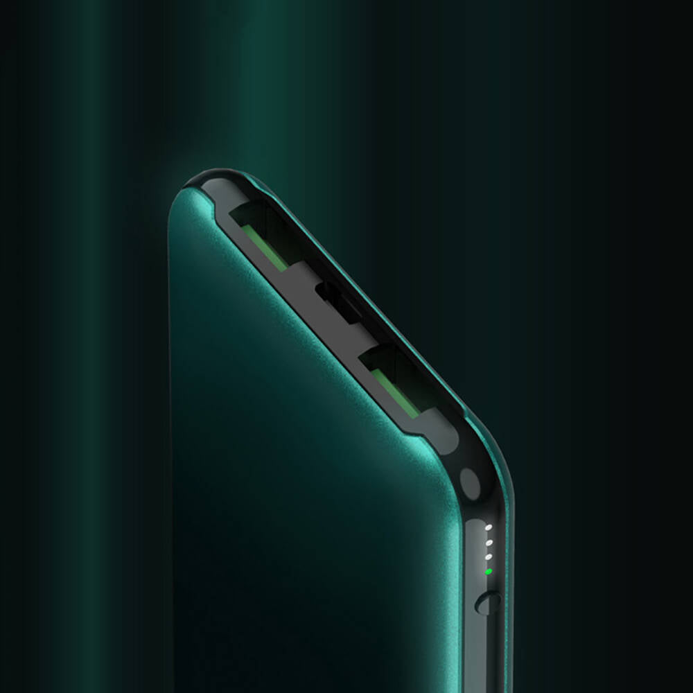 Recci RPB-P05 Greeny Serisi LED Işık Göstergeli Hızlı Şarj Özellikli Taşınabilir Powerbank 22.5W 10000mAh Yeşil