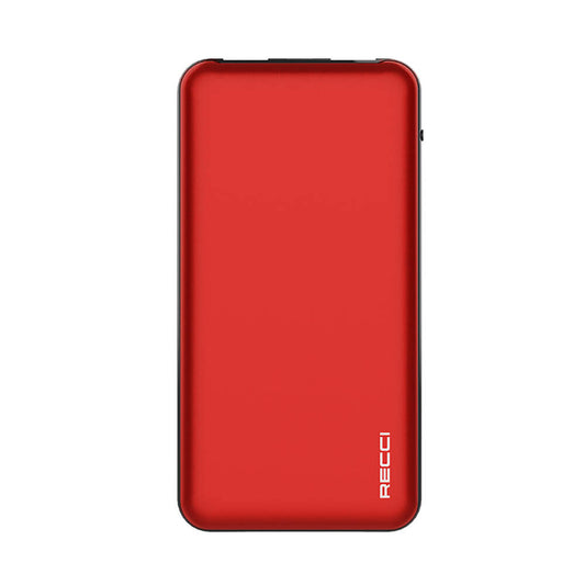Recci RPB-P05 Greeny Serisi LED Işık Göstergeli Hızlı Şarj Özellikli Taşınabilir Powerbank 22.5W 10000mAh Kırmızı