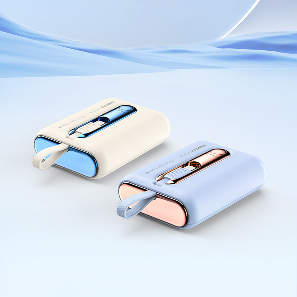 Recci RPB-P12 PD 20W Askı İpli Hızlı Şarj Özellikli Type-C Kablolu Powerbank 22.5W 9000mAh Mavi