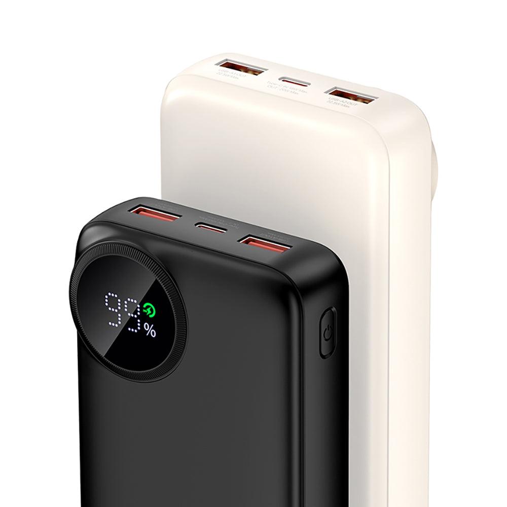 Recci RPB-P48 PD 20W Dijital LED Göstergeli Hızlı Şarj Özellikli Taşınabilir Powerbank 22.5W 10000mAh Krem