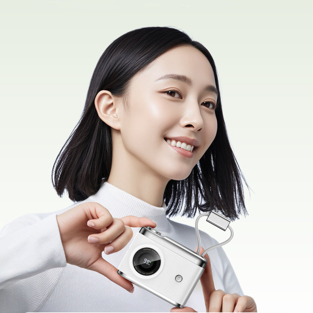 Recci RPB-P66 PD 20W Hızlı Şarj Özellikli Type-C & lightning Kablolu Powerbank 22.5W 10.000mAh Beyaz