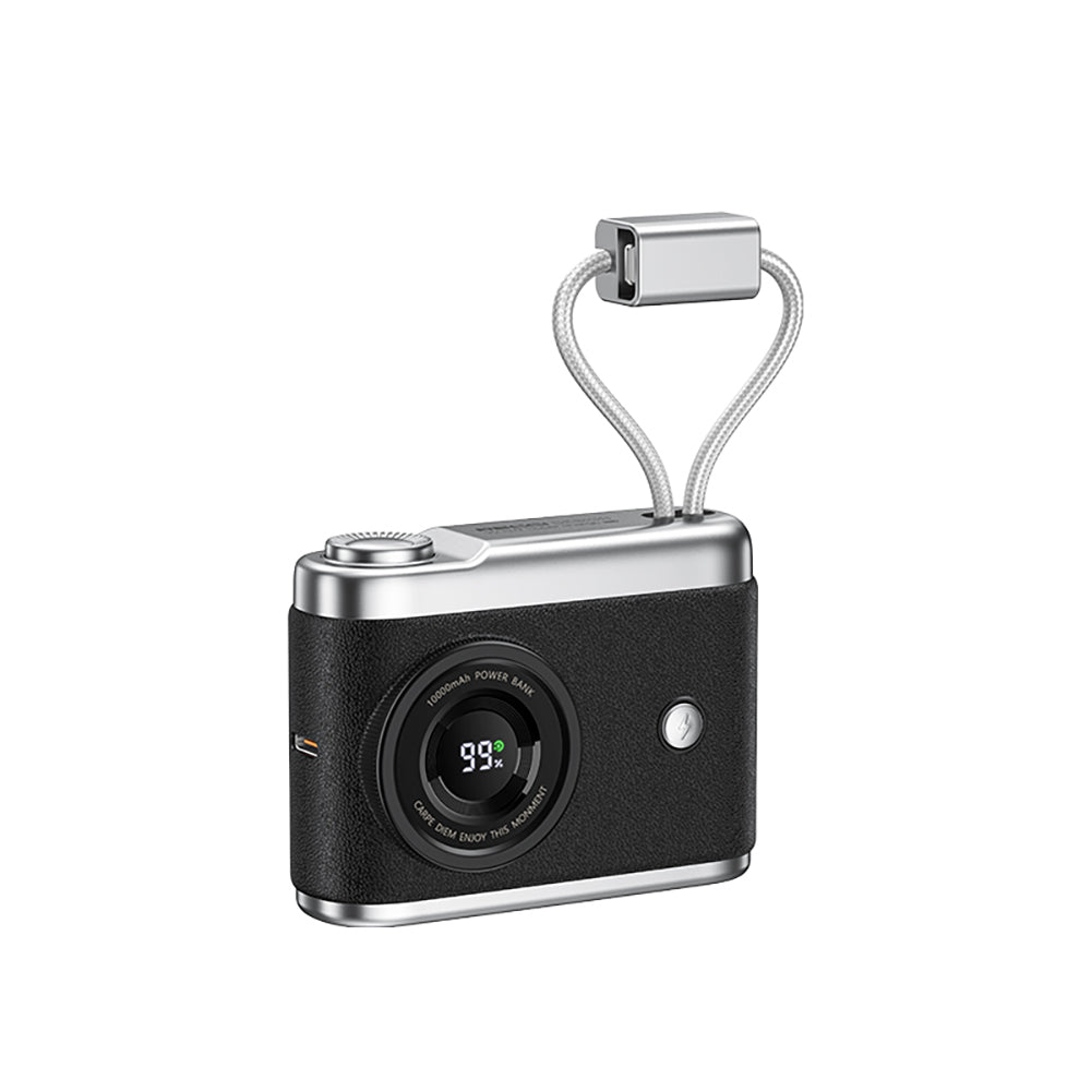 Recci RPB-P66 PD 20W Hızlı Şarj Özellikli Type-C & lightning Kablolu Powerbank 22.5W 10.000mAh Siyah