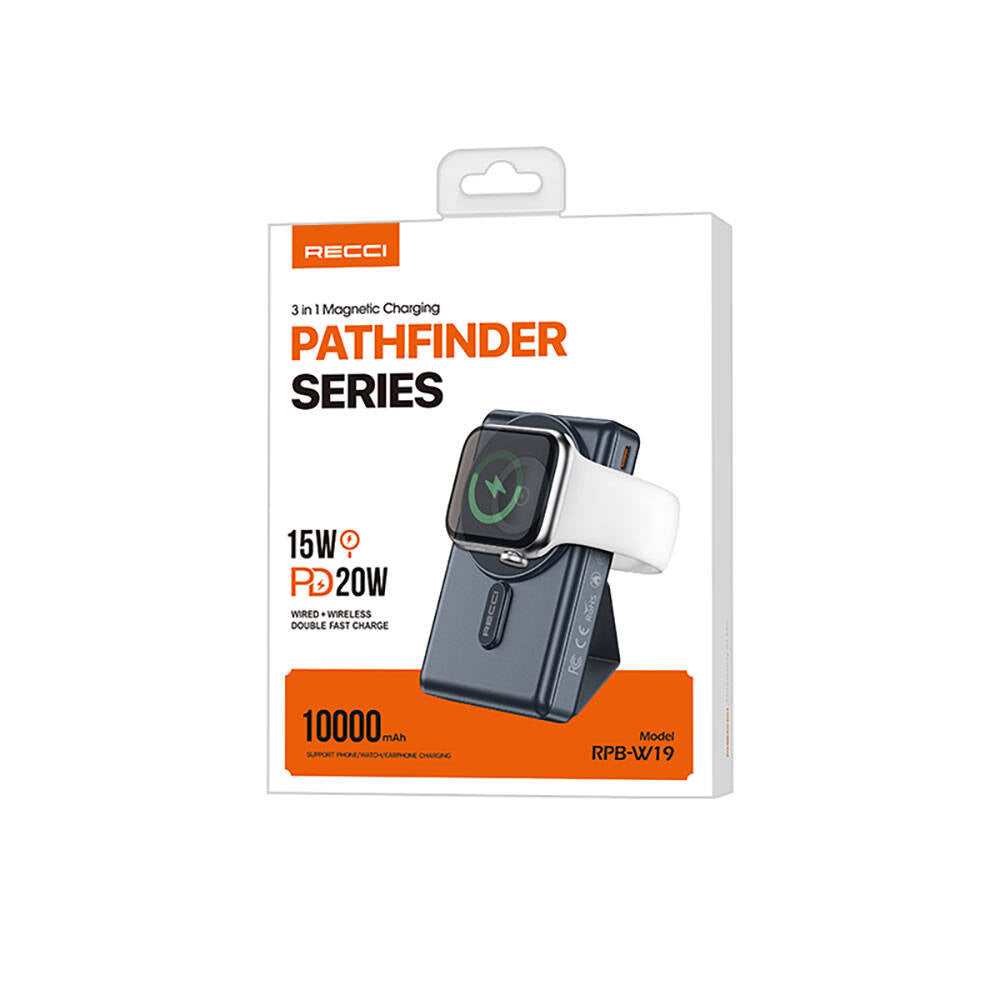 Recci RPB-W19 Standlı M-safe Şarj Özellikli Powerbank 10.000mAh Siyah