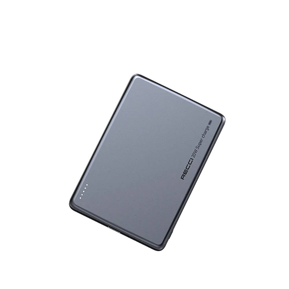 Recci RPB-W20 Taşınabilir Wireless Şarj ve PD Hızlı Şarj Özellikli Powerbank 15W 4900mAh Mavi