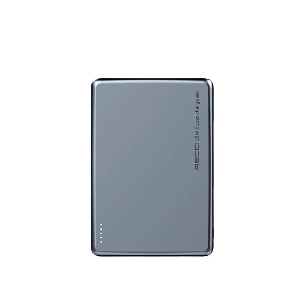 Recci RPB-W20 Taşınabilir Wireless Şarj ve PD Hızlı Şarj Özellikli Powerbank 15W 4900mAh Mavi