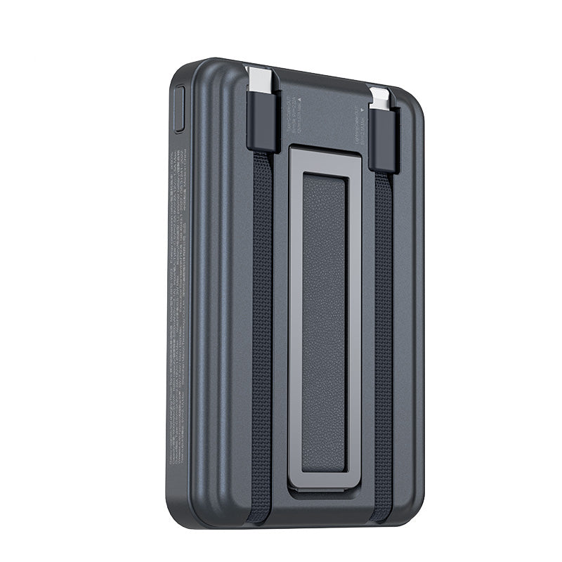 Recci RPB-W23 PD 20W Led Göstergeli Standlı Kablosuz Şarj Özellikli Type-C ve Lightning Kablolu Powerbank 15W 10000mAh Gold