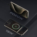 Recci RPB-W26 Armor Serisi Ultra İnce PD 20W Hızlı Şarj Özellikli Wireless Powerbank 15W 10000mAh Gri