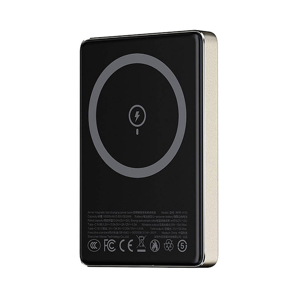 Recci RPB-W26 Armor Serisi Ultra İnce PD 20W Hızlı Şarj Özellikli Wireless Powerbank 15W 10000mAh Gri