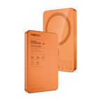 Recci RPB-W35 Ultra İnce PD 20W Hızlı Şarj Özellikli Wireless Powerbank 15W 5000mAh Turuncu