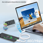 Recci RS06CC Type-C to Type-C PD 65W Hızlı Şarj Özellikli Data ve Şarj Kablosu 1M Beyaz
