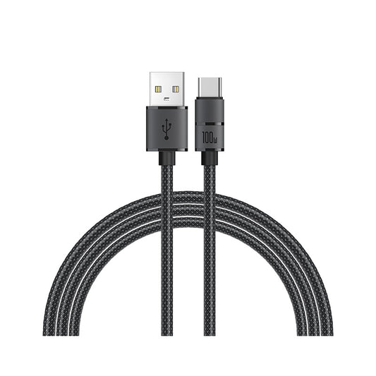 Recci RS08C Warrior Serisi 100W Hızlı Şarj Özellikli USB-A To Type-C Kablo 1.2M Gri