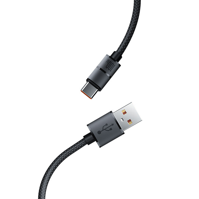Recci RS08C Warrior Serisi 100W Hızlı Şarj Özellikli USB-A To Type-C Kablo 1.2M Gri