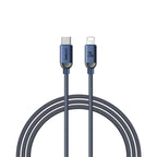 Recci RS09CL PD Crystal Serisi 30W Hızlı Şarj Özellikli Type-C To Lightning PD Kablo 1.2M Mavi