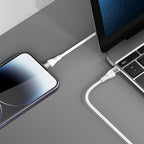 Recci RS11CC Type-C to Type-C PD Hızlı Şarj Özellikli Data ve Şarj Kablosu 65W 1M Beyaz