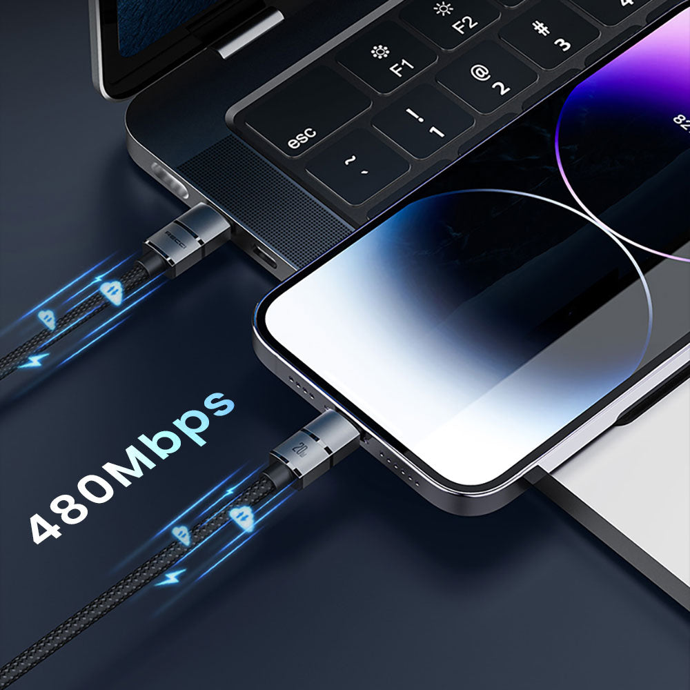 Recci RS12CL Warrior Serisi 20W Hızlı Şarj Özellikli Type-C To Lightning PD Kablo 2M Gri