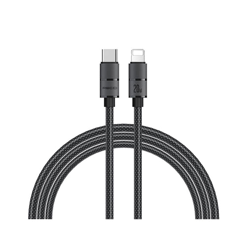Recci RS12CL Warrior Serisi 20W Hızlı Şarj Özellikli Type-C To Lightning PD Kablo 2M Gri
