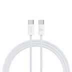 Recci RS13CC Nature Serisi 60W Hızlı Şarj Özellikli Type-C To Type-C PD Kablo 1.2M Beyaz