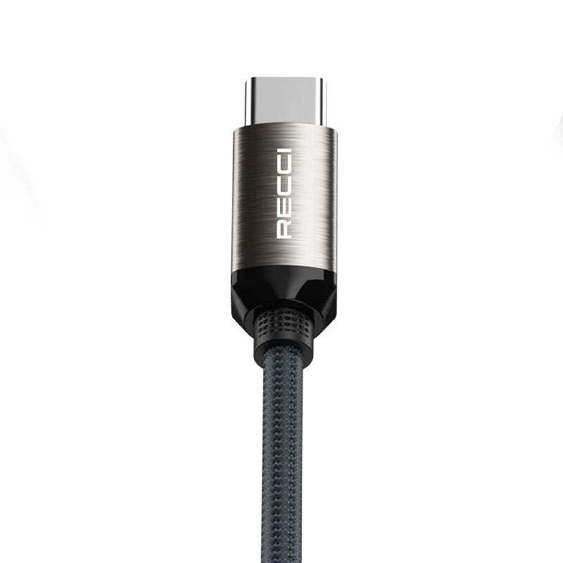 Recci RS35C USB-A to Type-C Örgü Tasarımlı Hızlı Şarj Özellikli Data ve Şarj Kablosu 1M Gri
