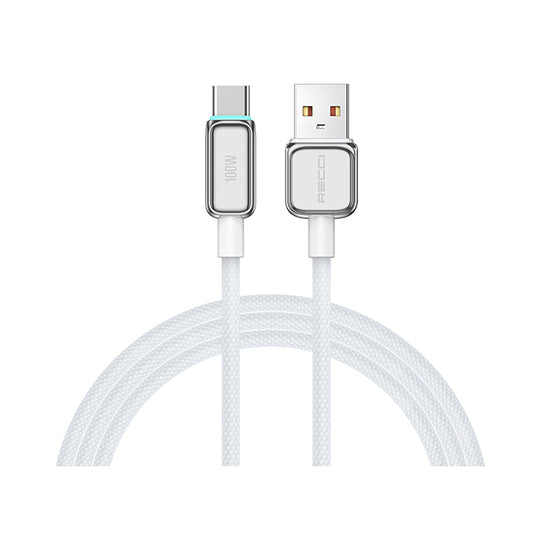 Recci RS42C Lamp Display Serisi USB-A to Type-C 100W Hızlı Şarj Özellikli Data ve Şarj Kablosu 1.5M Gümüş