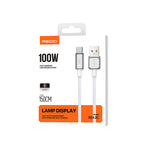Recci RS42C Lamp Display Serisi USB-A to Type-C 100W Hızlı Şarj Özellikli Data ve Şarj Kablosu 1.5M Gümüş